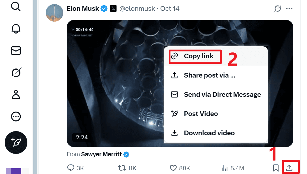 Twitter copy URL example